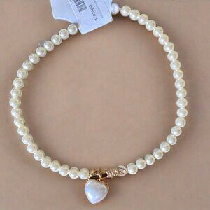 Bark Fifth Avenue Heart & Pearl Pet Necklace – Size L – NWT